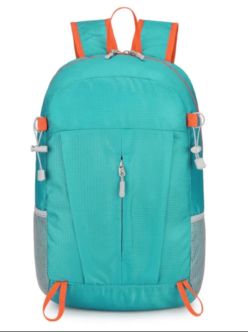 Foldable Turquoise Nylon Backpack Orange Lightweight Travel Hiking Bag
